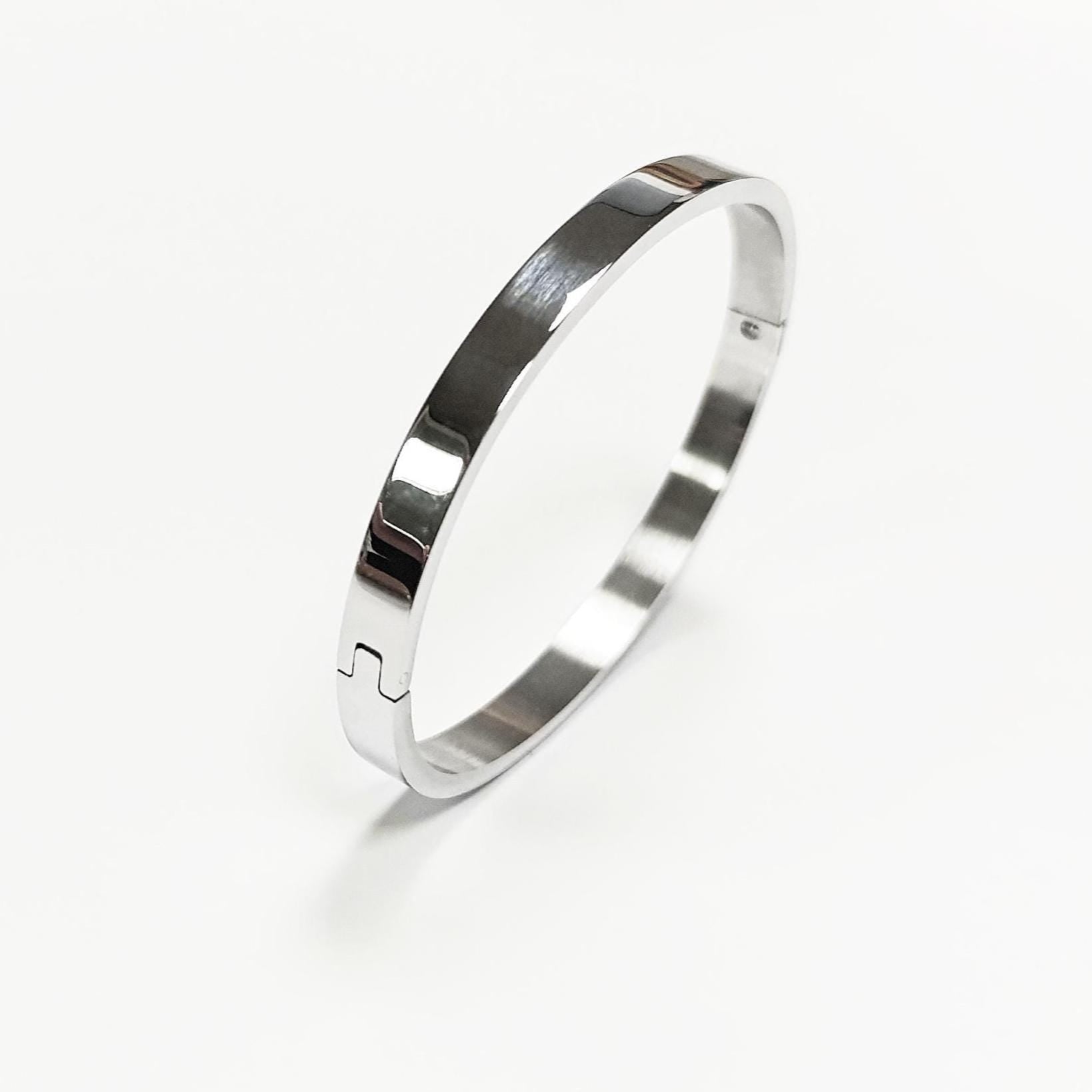 Modern Open Bangle Bracelet • Stainless Steel • Classic Reclosable Bangle • Minimalist Sleek Jewelry • Closable Slim Cuff • Gift for Women