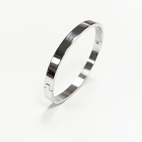 Modern Open Bangle Bracelet • Stainless Steel • Classic Reclosable Bangle • Minimalist Sleek Jewelry • Closable Slim Cuff • Gift for Women
