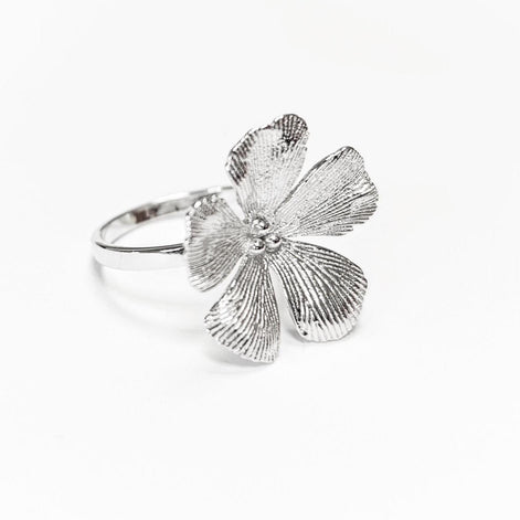 Cherry Flower Ring, Sterling Silver, STURDY Daisies Petals Country Flowers Ring, Blossom Floral Jewelry, Spring Summer Bloom, Nature Gift