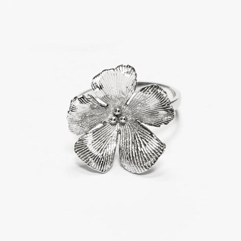 Cherry Flower Ring, Sterling Silver, STURDY Daisies Petals Country Flowers Ring, Blossom Floral Jewelry, Spring Summer Bloom, Nature Gift