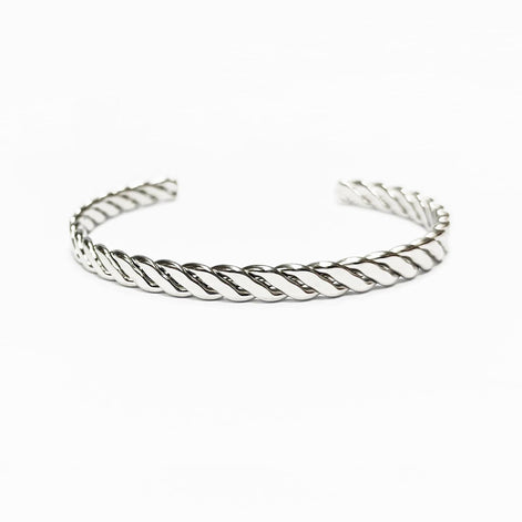 Twisted Cuff • Stainless Steel • Modern Rope Open Bangle Rigid Bracelet • Minimalist Unisex Jewelry • Light Slim Cuff • Gift for Men