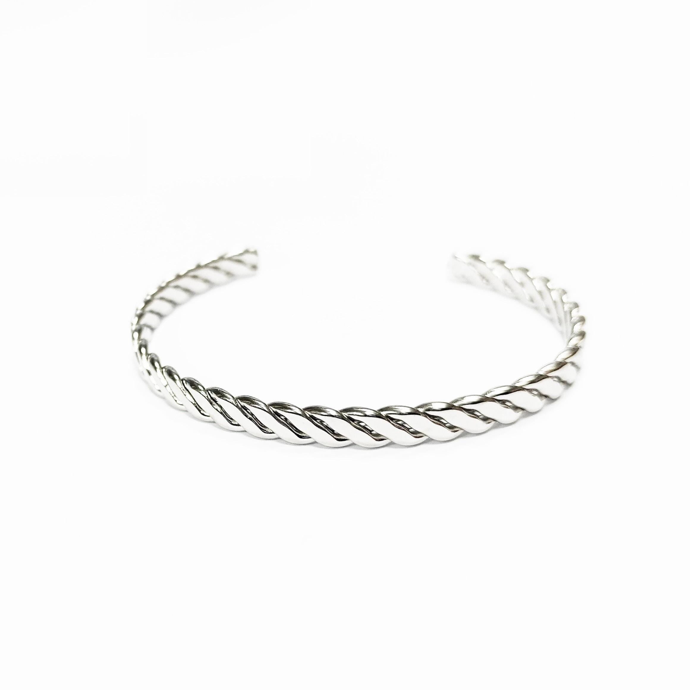 Twisted Cuff • Stainless Steel • Modern Rope Open Bangle Rigid Bracelet • Minimalist Unisex Jewelry • Light Slim Cuff • Gift for Men