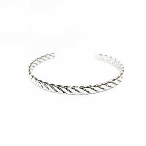 Twisted Cuff • Stainless Steel • Modern Rope Open Bangle Rigid Bracelet • Minimalist Unisex Jewelry • Light Slim Cuff • Gift for Men