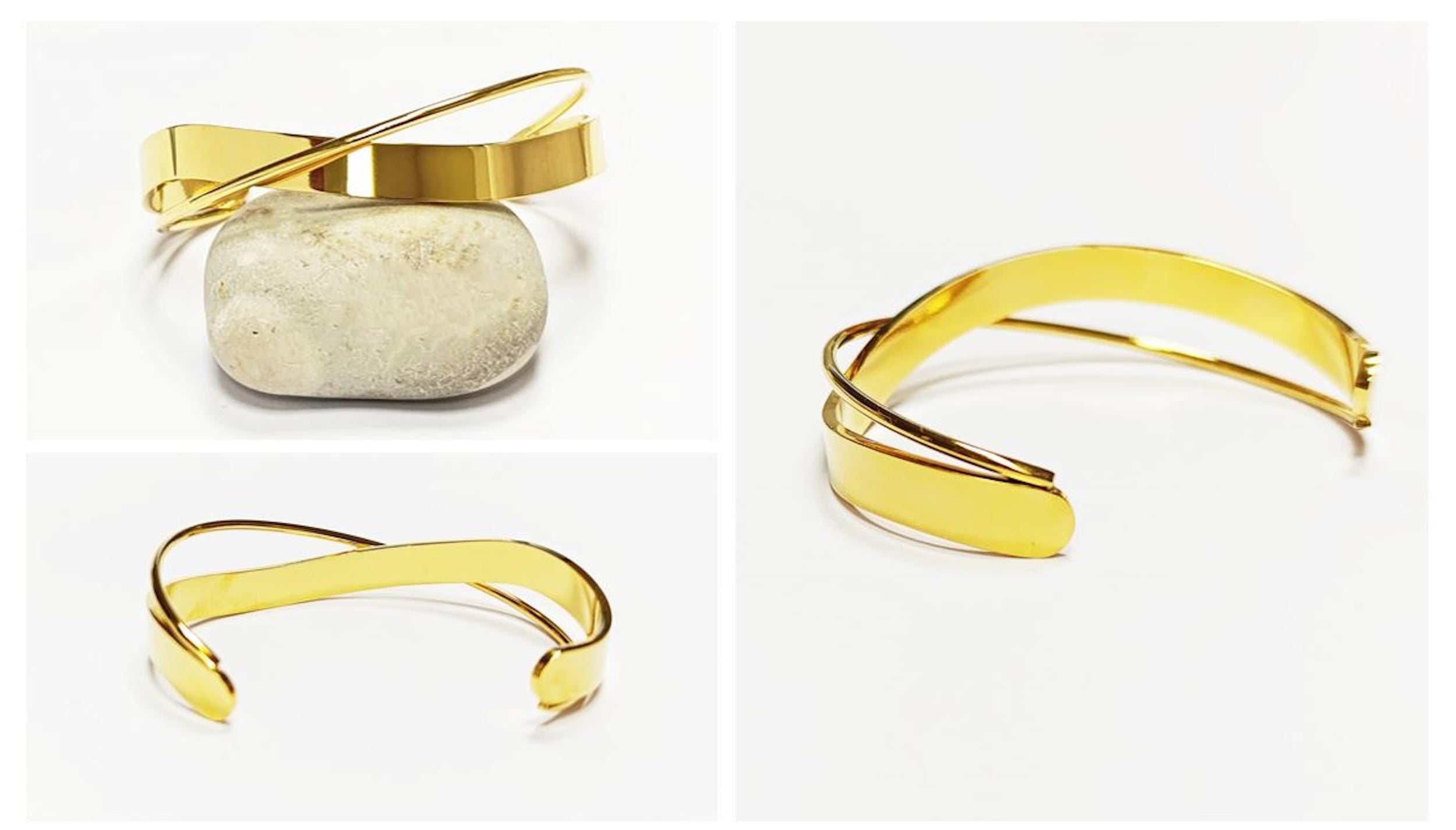 Crossing Cuff Bracelet • 18K Gold Filled • Statement Open Twist Bangle • Luxury Gift for Her