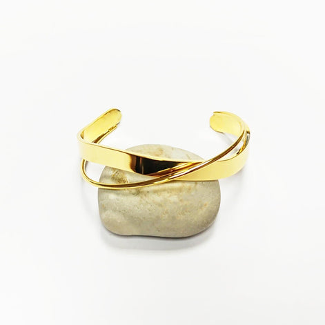 Crossing Cuff Bracelet • 18K Gold Filled • Statement Open Twist Bangle • Luxury Gift for Her