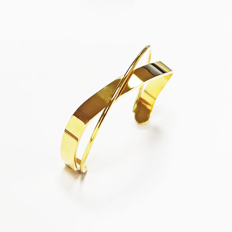 Crossing Cuff Bracelet • 18K Gold Filled • Statement Open Twist Bangle • Luxury Gift for Her
