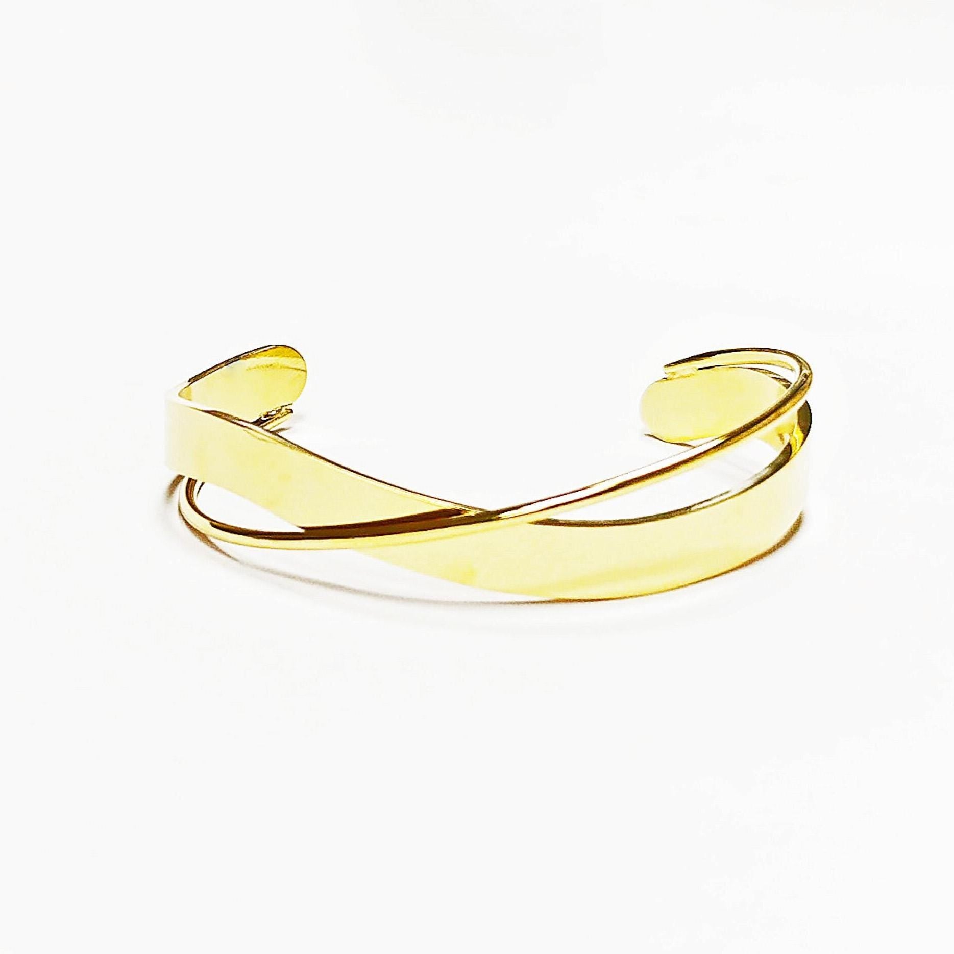 Crossing Cuff Bracelet • 18K Gold Filled • Statement Open Twist Bangle • Luxury Gift for Her