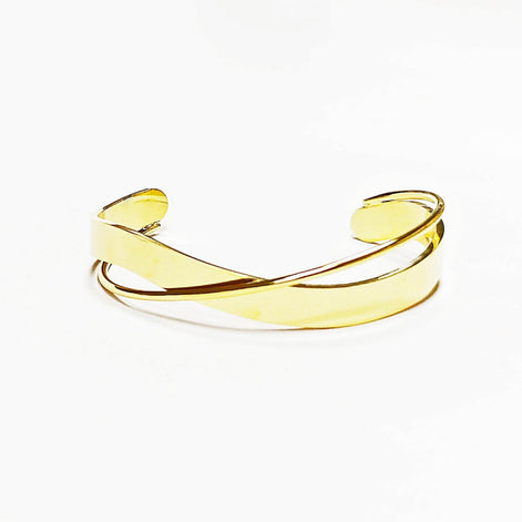 Crossing Cuff Bracelet • 18K Gold Filled • Statement Open Twist Bangle • Luxury Gift for Her