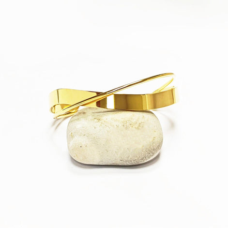 Crossing Cuff Bracelet • 18K Gold Filled • Statement Open Twist Bangle • Luxury Gift for Her