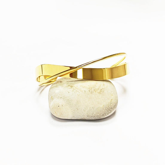 Crossing Cuff Bracelet • 18K Gold Filled • Statement Open Twist Bangle • Luxury Gift for Her
