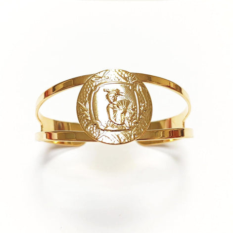Japanese Art Deco Cuff Bracelet • 18K Gold Plated Open Bangle with Intricate Oriental Patterns Jewelry • Asian Antique Inspired Gift for Her