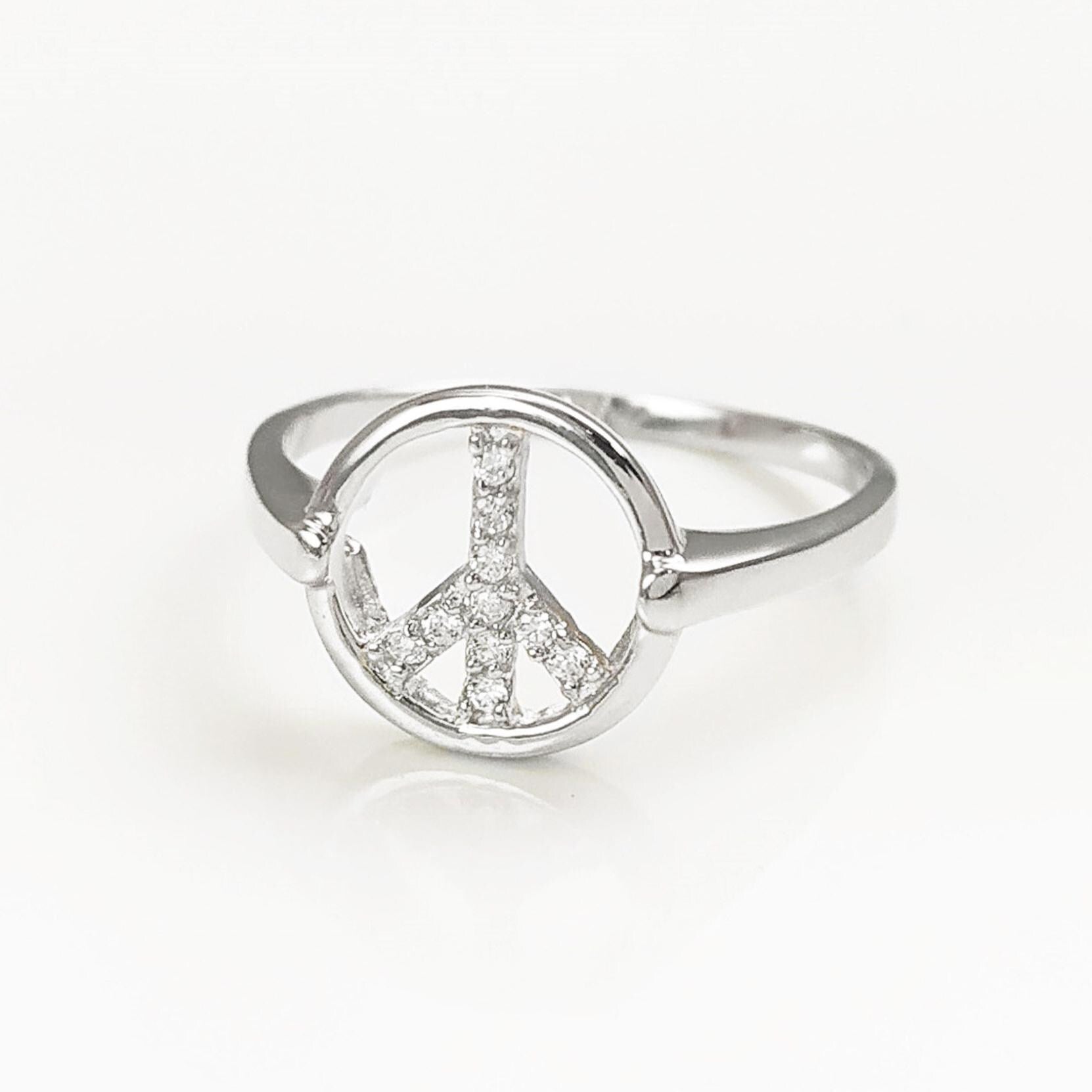 Peace and Love Ring • Solid 925 Silver • Bohemian Chic Ring • 70s Boho Jewelry