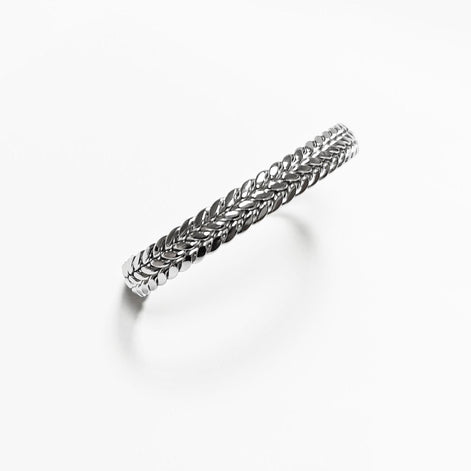 Braided Bangle Bracelet • Stainless Steel • Twisted Rope Open Rigid Cuff • Modern Unisex Jewelry • Light Slim Cuff • Gift for Her or Him