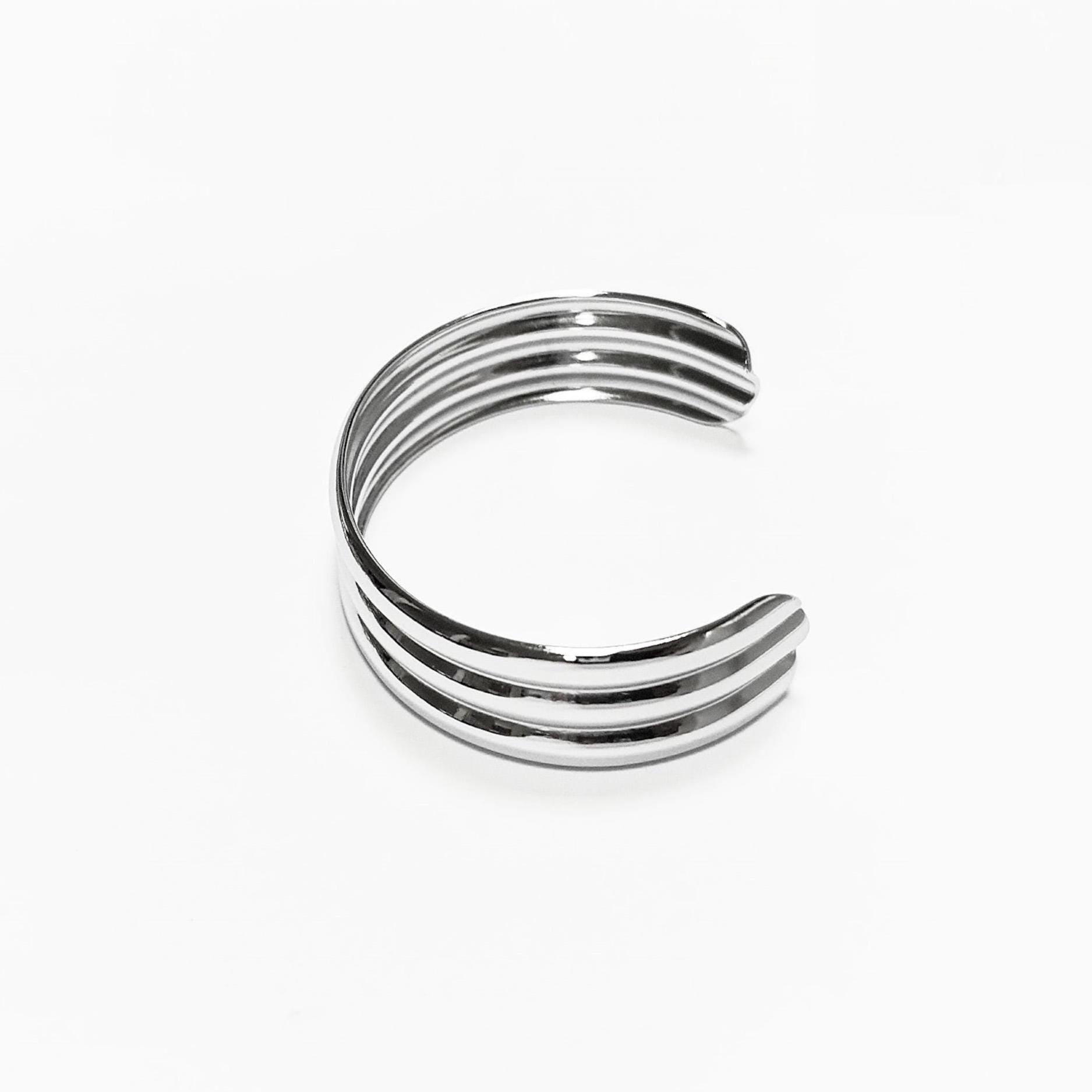 Triple Row Cuff • Stainless Steel • Modern Open Bangle
