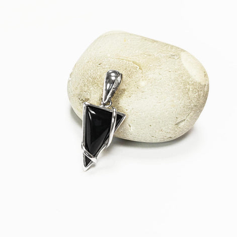 Onyx Sterling Silver 925 Pendant, Triangle 925 Sterling Silver, Modern Style Filigree, Original and Unique Jewelry, Sterling Silver Jewelry.