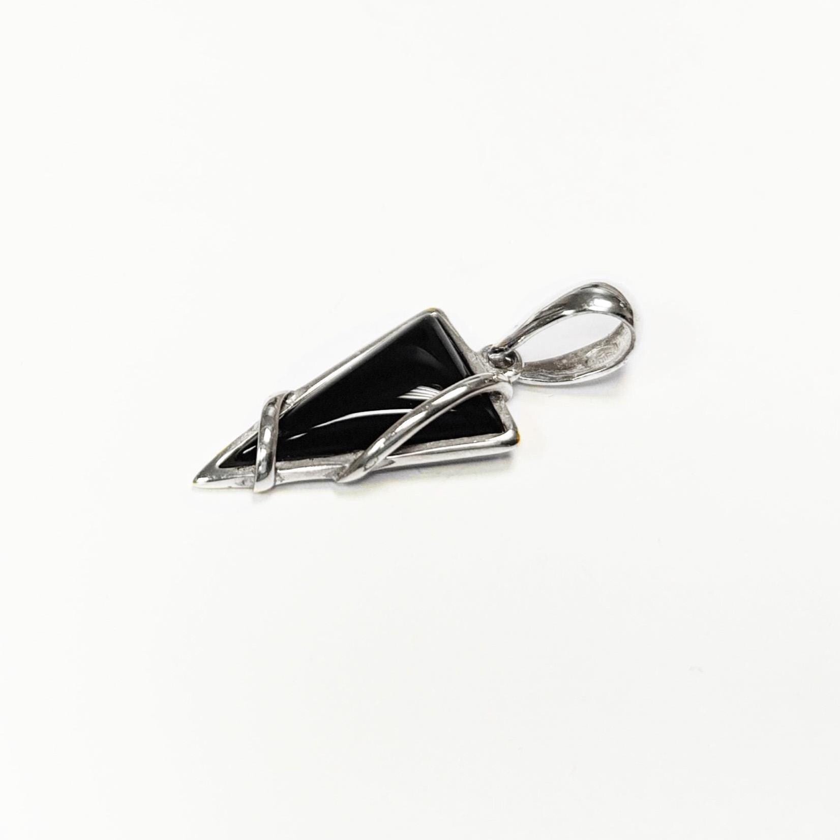 Black Triangle Earrings, Sterling Silver, Onyx Stone, Modern Geometric Jewelry, Earrings and Pendant Set, Women Gift