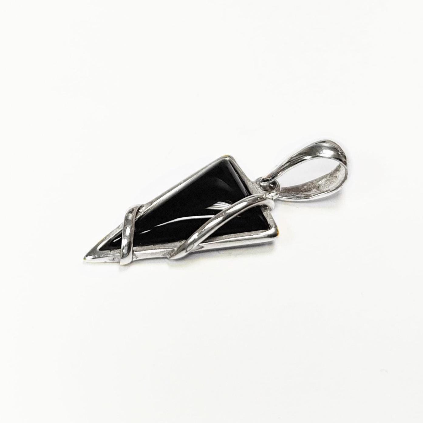 Triangle Onyx Earrings 925 Sterling Silver, Modern Dangle Onyx Stone Earrings, Unique Geometric Triangle Jewelry, Small Stone Earrings