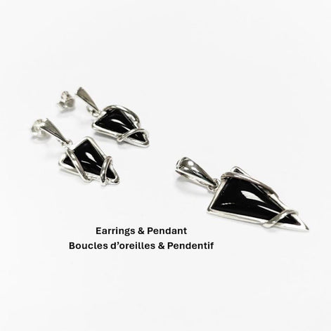Onyx Sterling Silver 925 Pendant, Triangle 925 Sterling Silver, Modern Style Filigree, Original and Unique Jewelry, Sterling Silver Jewelry.