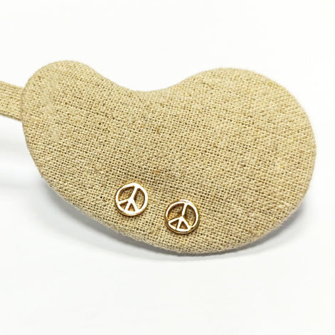 Peace and Love Earrings • 18K Gold Plated • Sign Love and Peace stud Earrings • Peace Earrings • Boho Hipster Icon 70's Jewelry • Unisex
