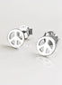 Sterling Silver Peace Love Stud Earrings, Boho Hipster Icon 70's Jewelry