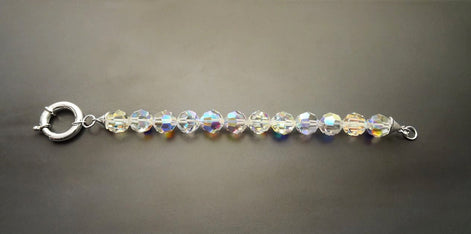 Crystal Bracelet, Rainbow Borealis Reflections Crystal Beaded Bracelet, 10mm Stone Beads balls Jewelry, Sterling Silver Spring Ring Clasp