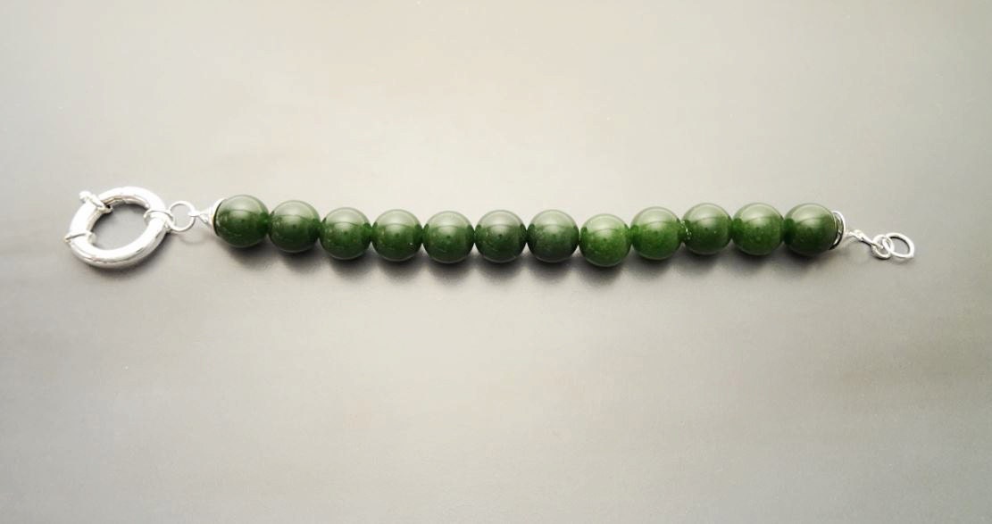 Big Green Agate Ball Bracelet, Sterling Silver Spring Clasp, Genuine Green Agate Stones Balls Beads, Gemstone Beaded 10mm Diameter Green