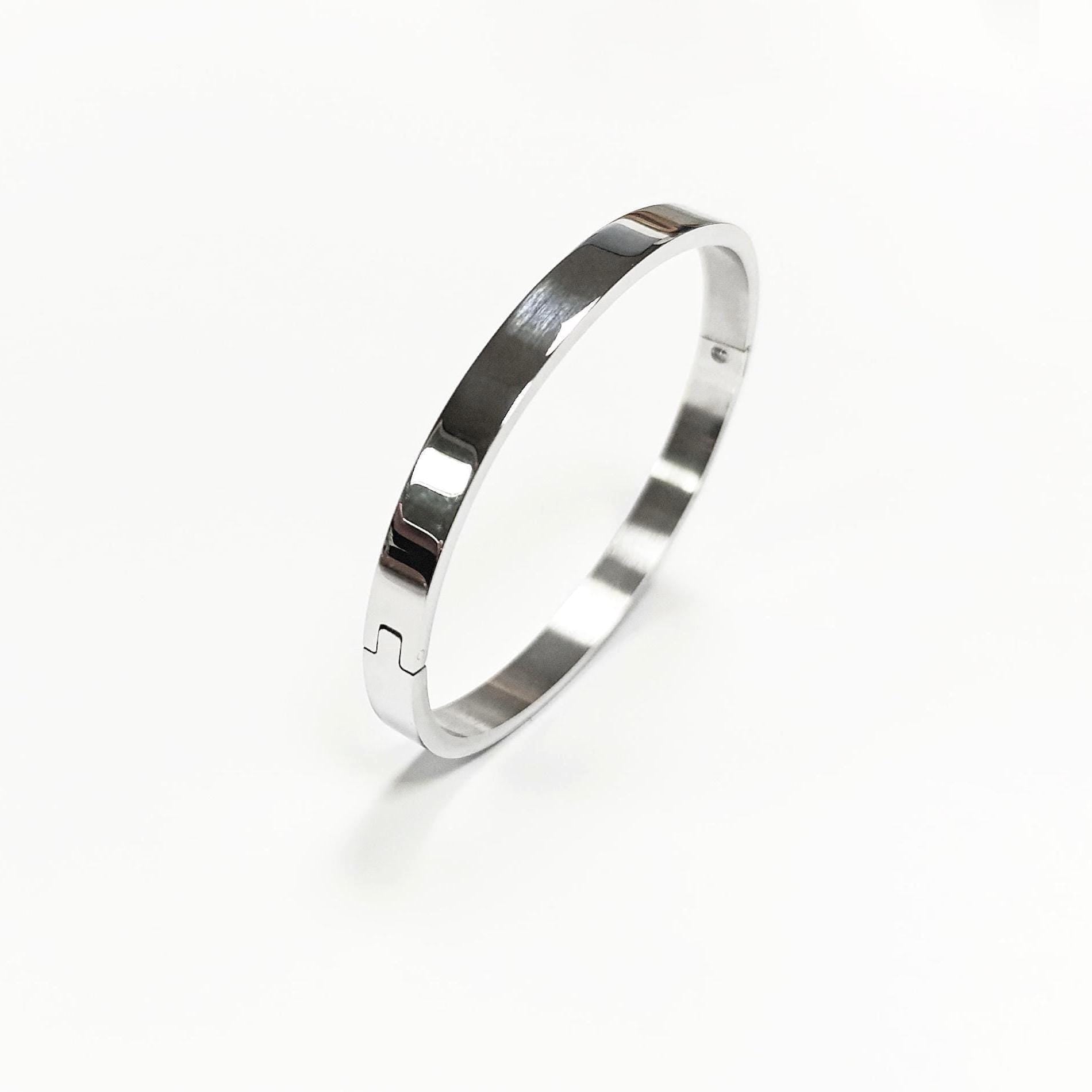 Modern Open Bangle Bracelet • Stainless Steel • Classic Reclosable Bangle • Minimalist Sleek Jewelry • Closable Slim Cuff • Gift for Women
