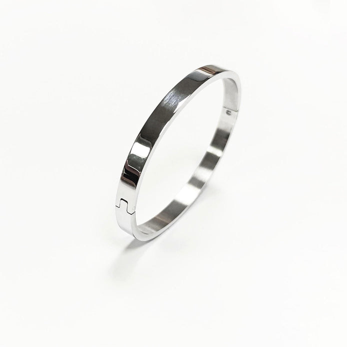 Modern Open Bangle Bracelet • Stainless Steel • Classic Reclosable Bangle • Minimalist Sleek Jewelry • Closable Slim Cuff • Gift for Women