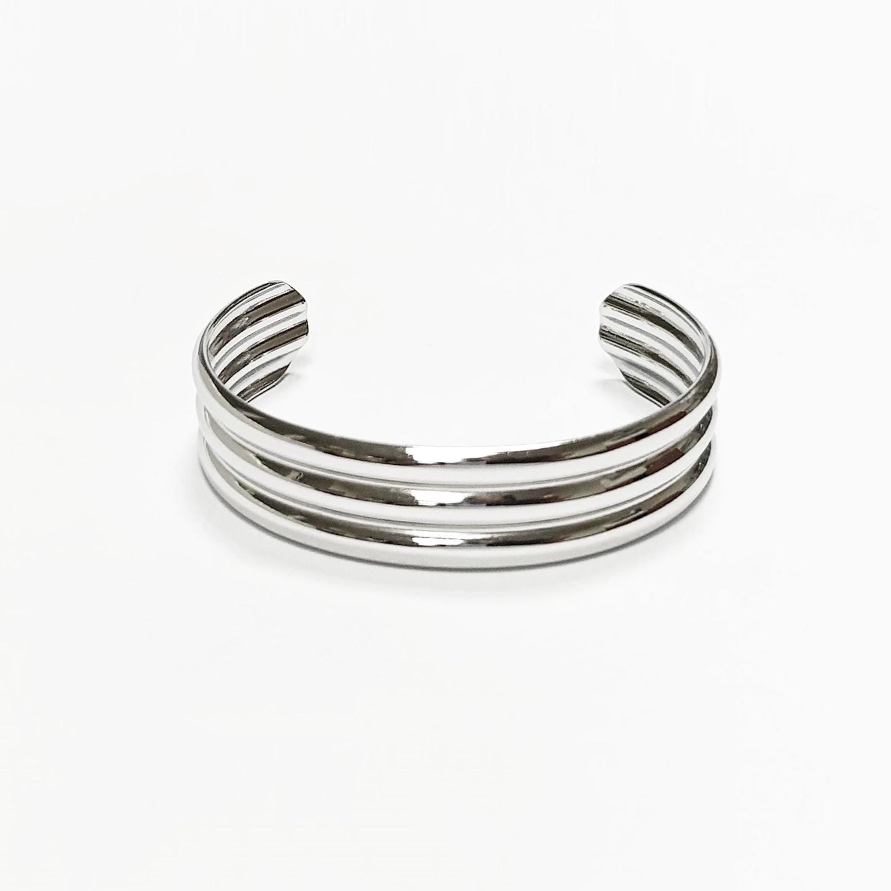 Triple Row Cuff • Stainless Steel • Modern Open Bangle