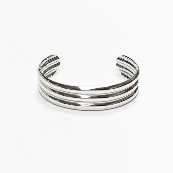 Triple Row Cuff • Stainless Steel • Modern Open Bangle