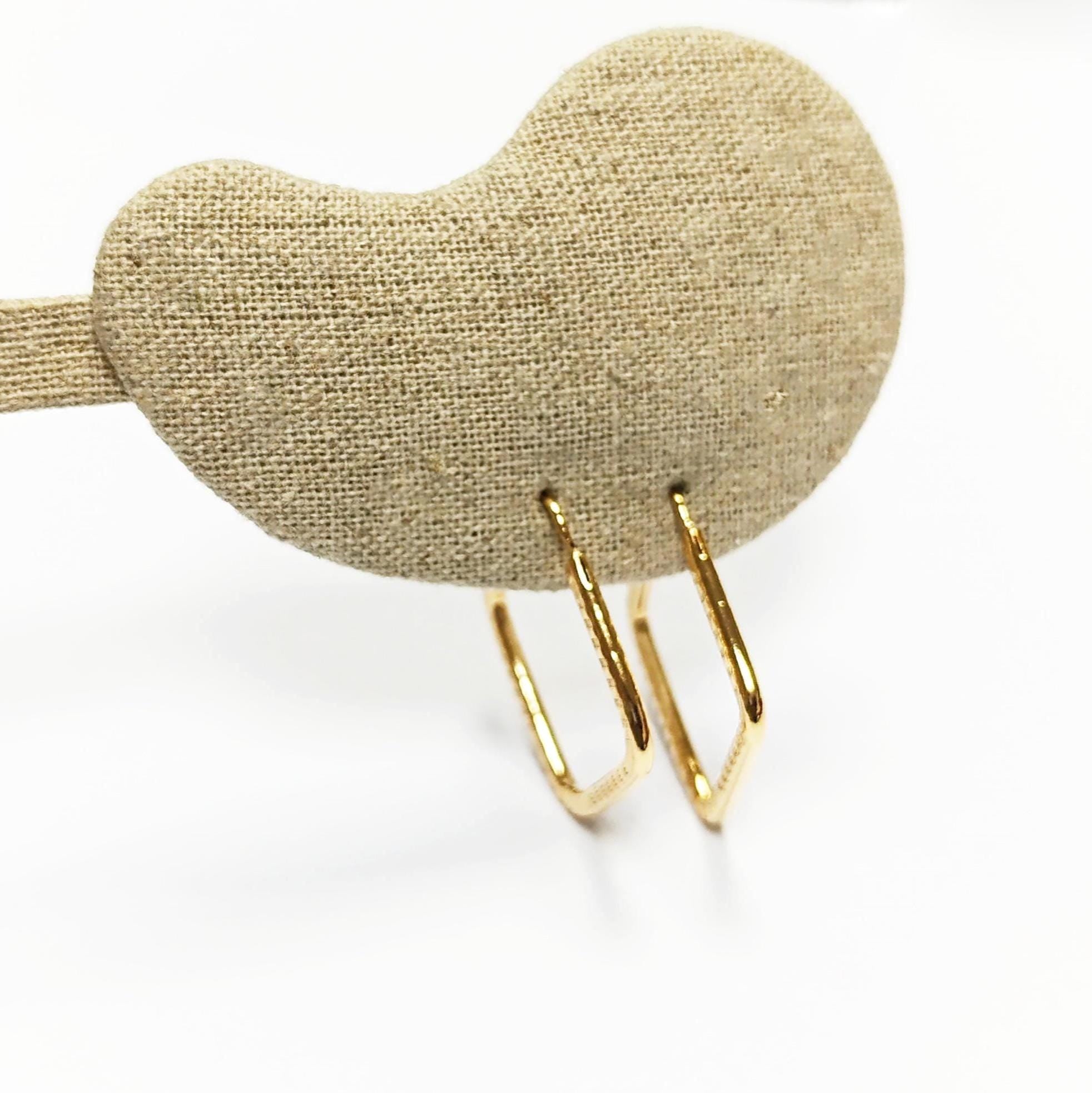 Textured Square Hoop Earrings • 18K Gold-Plated Geometric Hoops • Lightweight Modern Jewelry