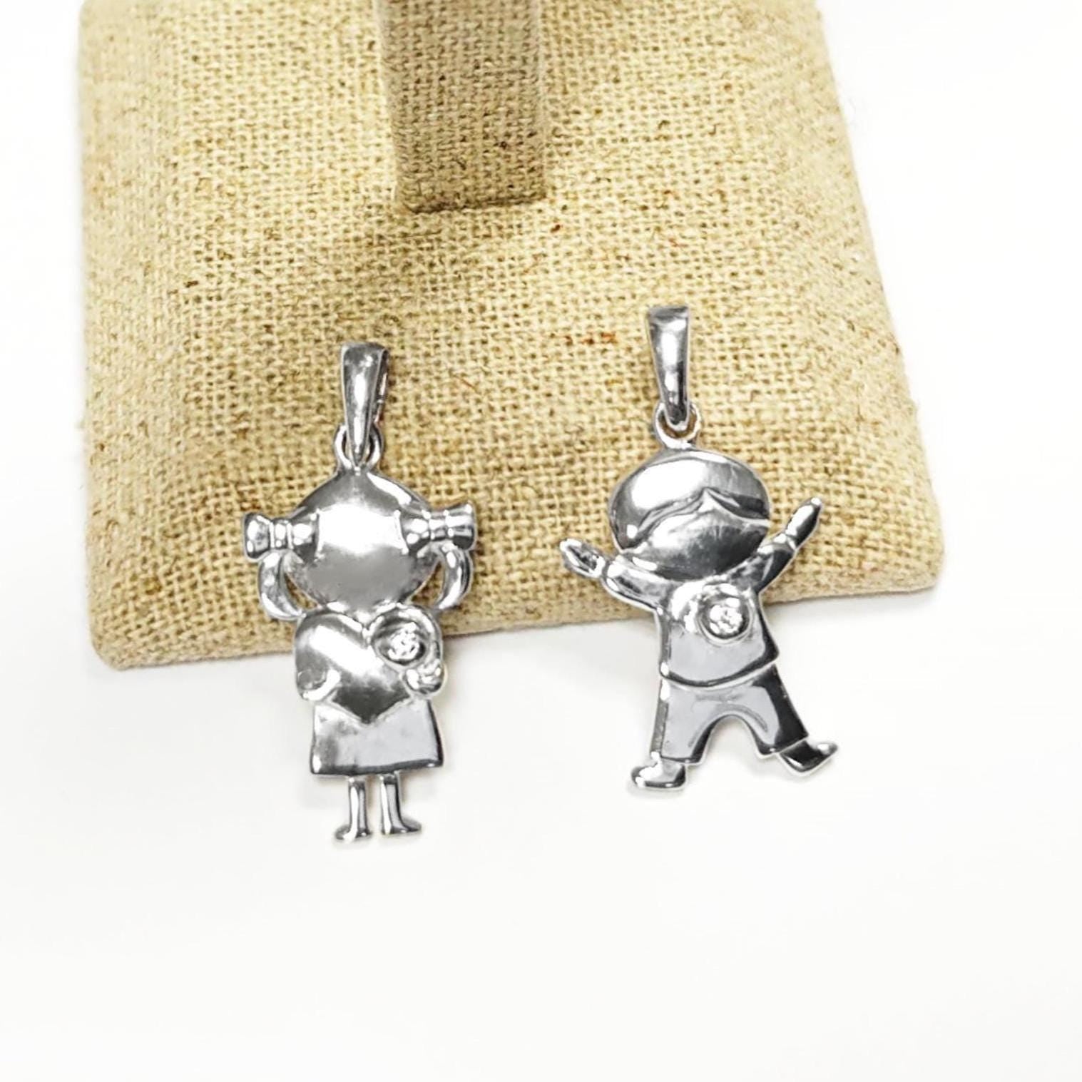Boy and Girl Sterling Silver Pendant, Future Mother, Mother-to-Be, Mom, expectant, birth, newborn, pregnancy maternity, Baby Shower Jewelry