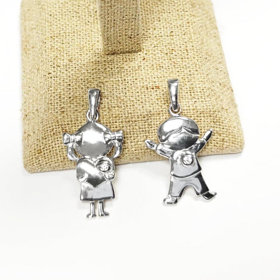 Boy and Girl Sterling Silver Pendant, Future Mother, Mother-to-Be, Mom, expectant, birth, newborn, pregnancy maternity, Baby Shower Jewelry