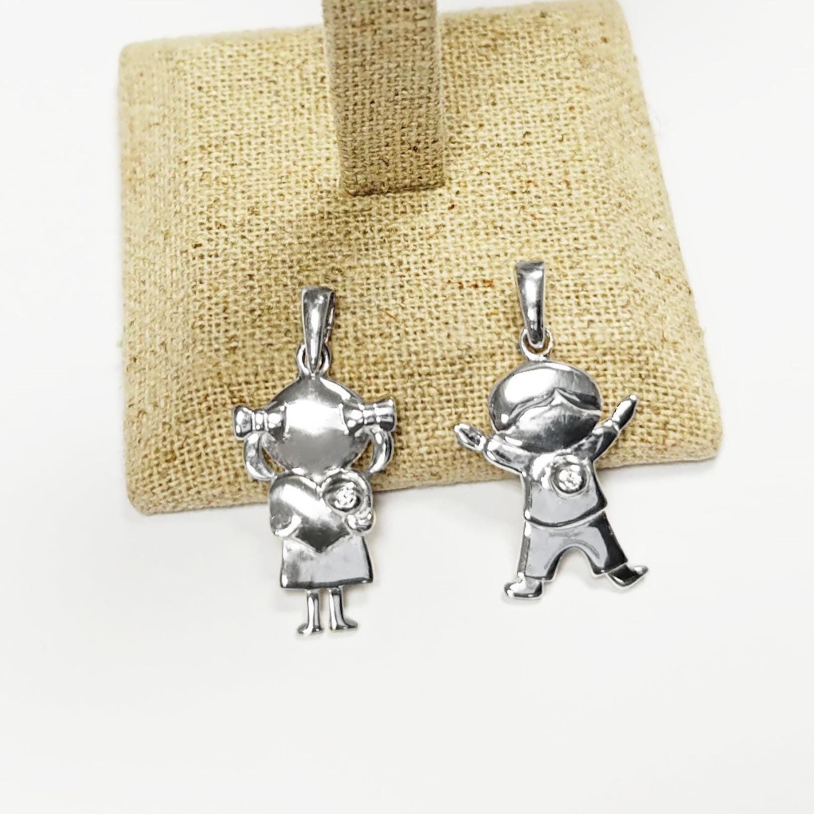 Boy and Girl Sterling Silver Pendant, Future Mother, Mother-to-Be, Mom, expectant, birth, newborn, pregnancy maternity, Baby Shower Jewelry