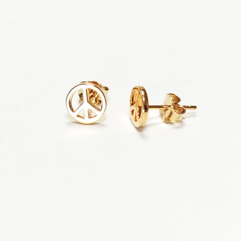 Peace and Love Earrings • 18K Gold Plated • Sign Love and Peace stud Earrings • Peace Earrings • Boho Hipster Icon 70's Jewelry • Unisex
