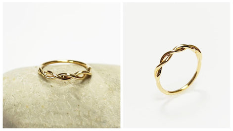 18K Gold Plated Celtic Braided Ring, Irish Promise Wedding Band