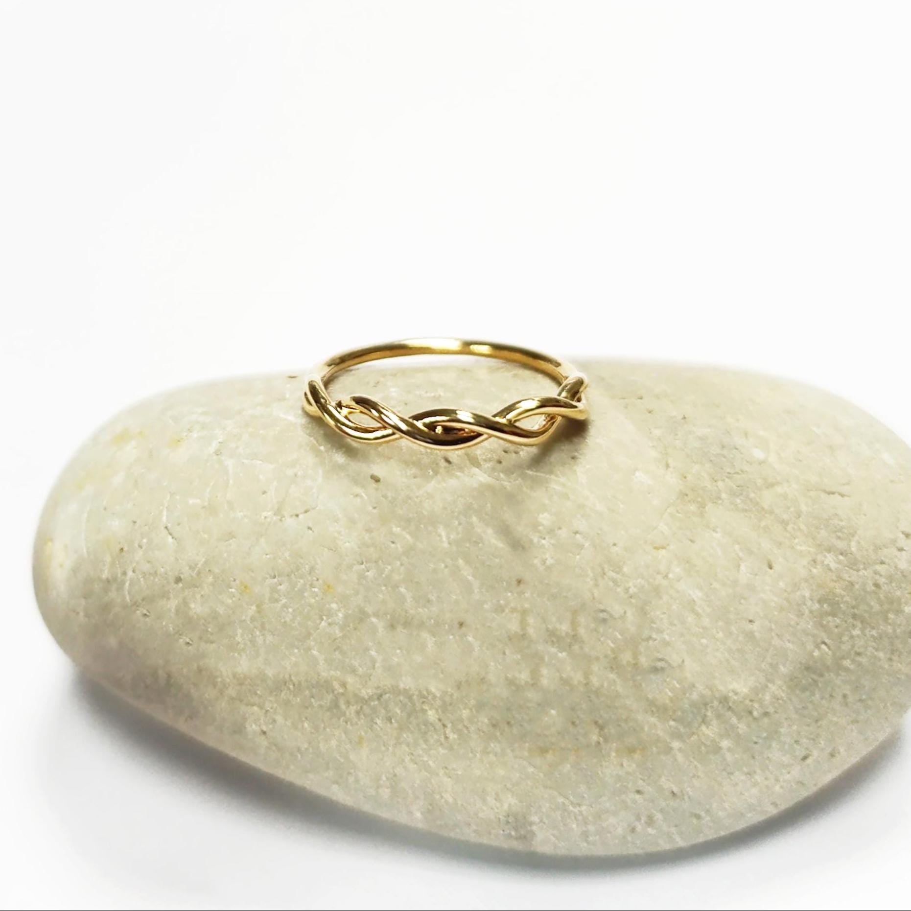 18K Gold Plated Celtic Braided Ring, Irish Promise Wedding Band