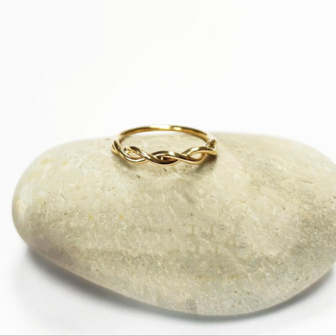 18K Gold Plated Celtic Braided Ring, Irish Promise Wedding Band