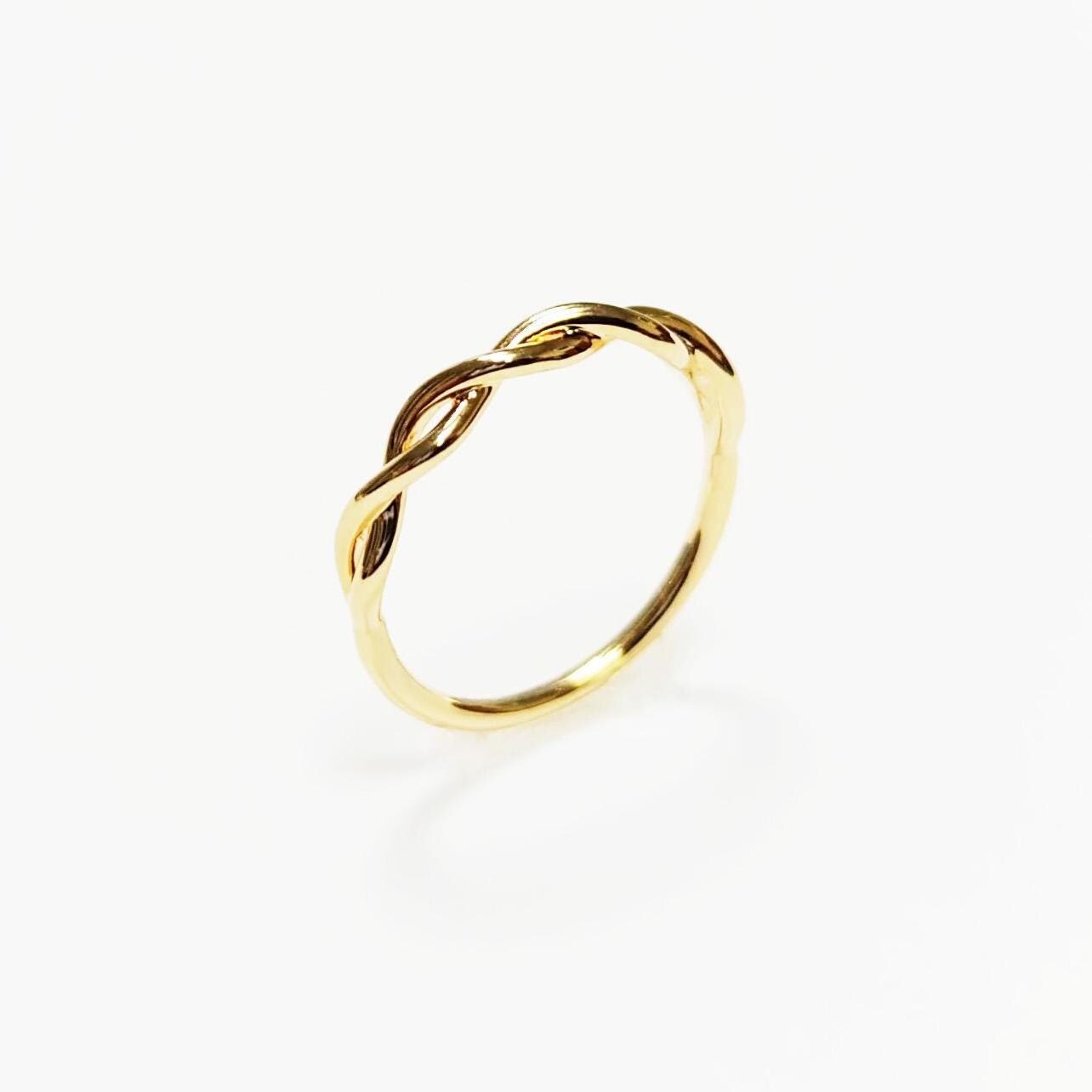 18K Gold Plated Celtic Braided Ring, Irish Promise Wedding Band