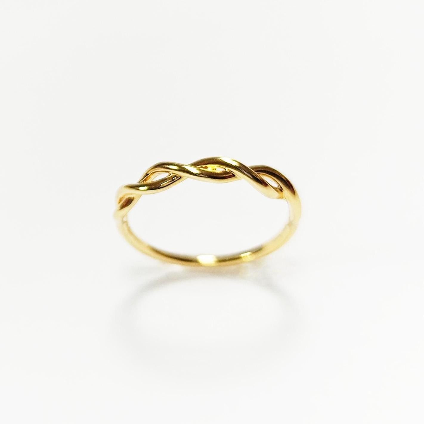 18K Gold Plated Celtic Braided Ring, Irish Promise Wedding Band