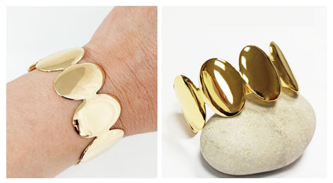 18K Gold Filled Disc Cuff Bracelet • Minimalist Handmade Bangle