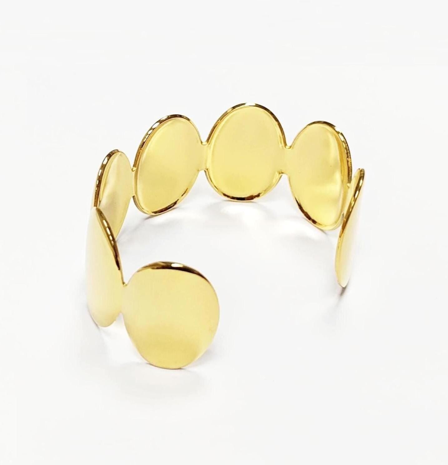 18K Gold Filled Disc Cuff Bracelet • Minimalist Handmade Bangle