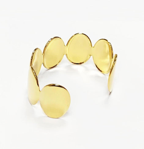 18K Gold Filled Disc Cuff Bracelet • Minimalist Handmade Bangle