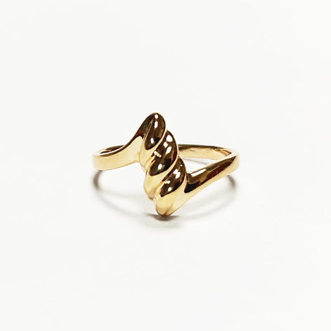 Gold Plated Wave Ring • Textured Crest Design, Stackable Band