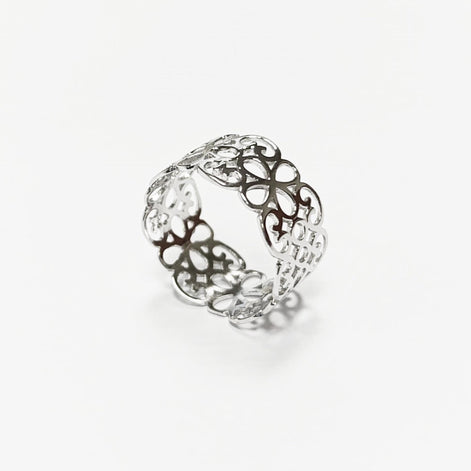 Sterling Silver Filigree Band Ring, Openwork Lace Design