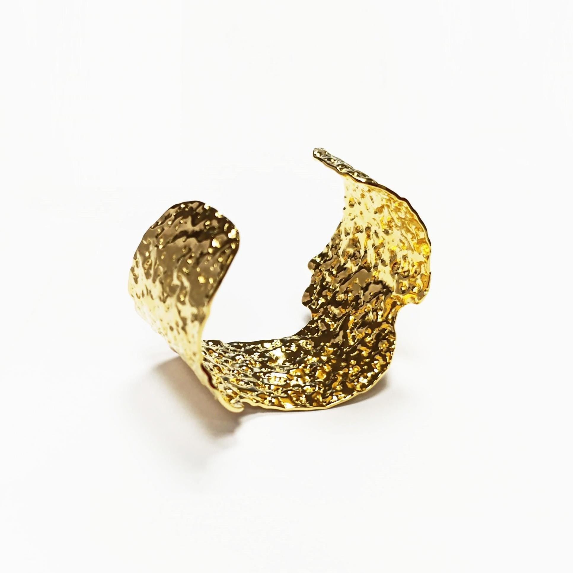 Hammered Gold Cuff Bracelet • 18K Gold Filled • Statement Look Textured Bangle • Contemporary Sculpted Jewelry