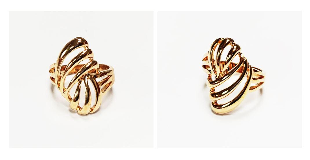 18K Gold Plated Filigree Ring • Art Deco Openwork Band