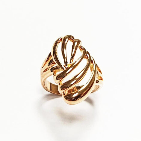 18K Gold Plated Filigree Ring • Art Deco Openwork Band