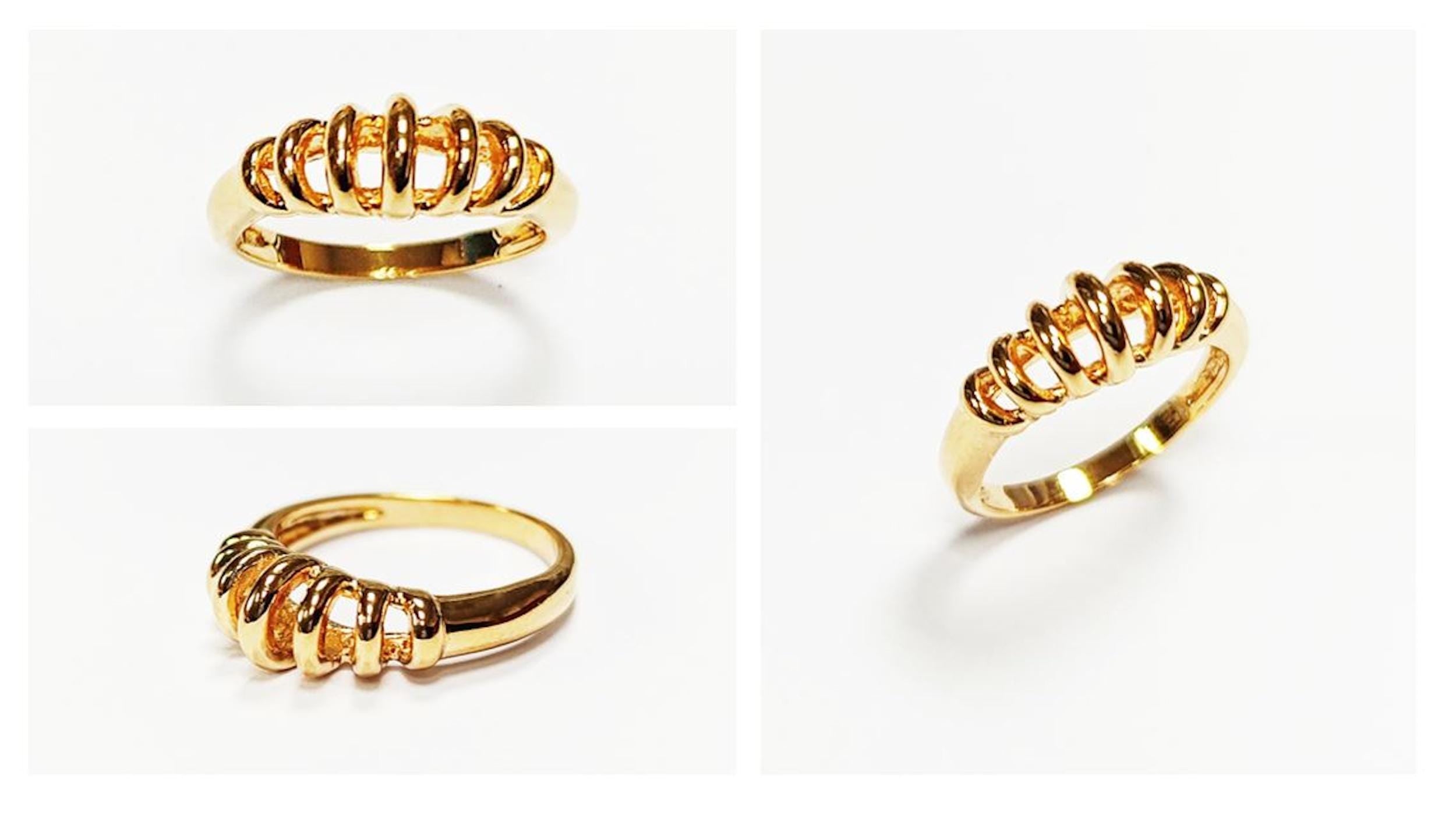 18K Gold Plated Helix Ring • Modern Openwork Coil Jewelry