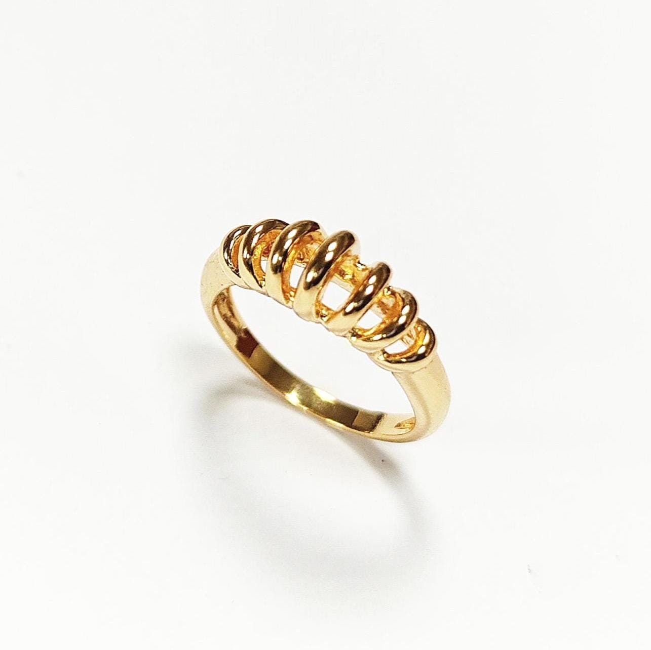 18K Gold Plated Helix Ring • Modern Openwork Coil Jewelry